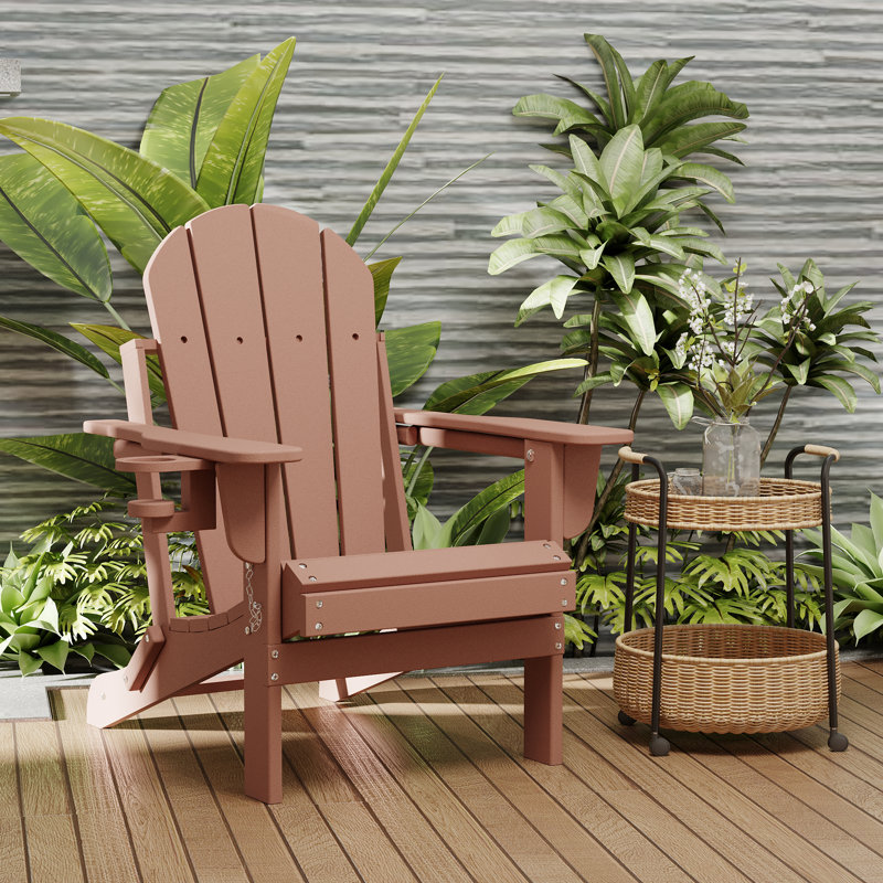 Selevae Foldable Outdoor Adirondack Chair, Teak