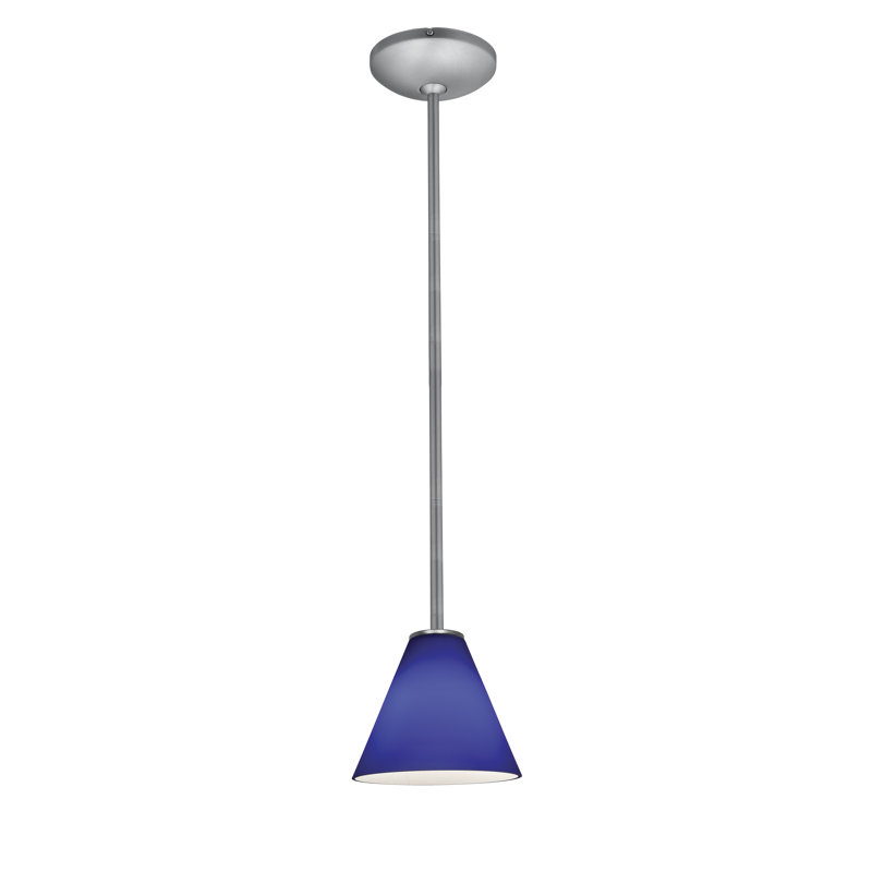 Luminaire suspendu conique 1 lumière Cascio, Cobalt, Acier brossé