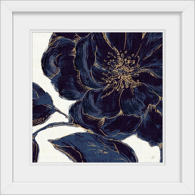 «Indigo Garden II», reproduction d'impression, Cadre blanc, H 24 po x l 24 po x P 1 po