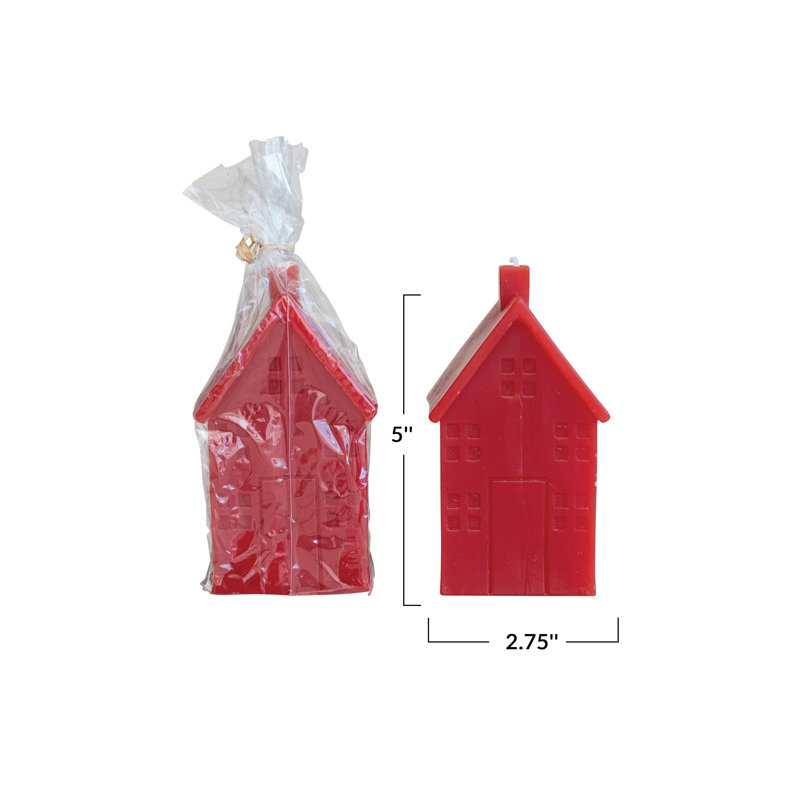Unscented House Shaped Candle, Red