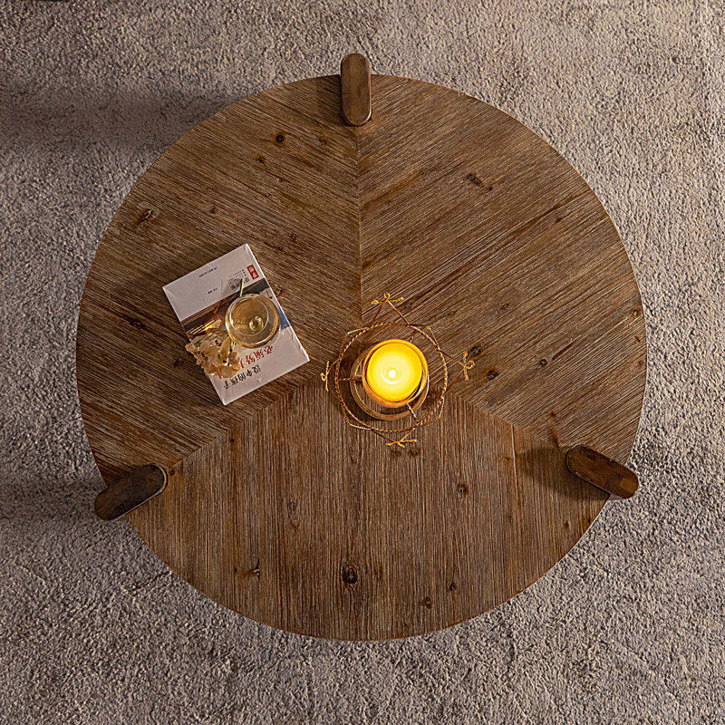 Radule Rustic Wood Round Coffee Table