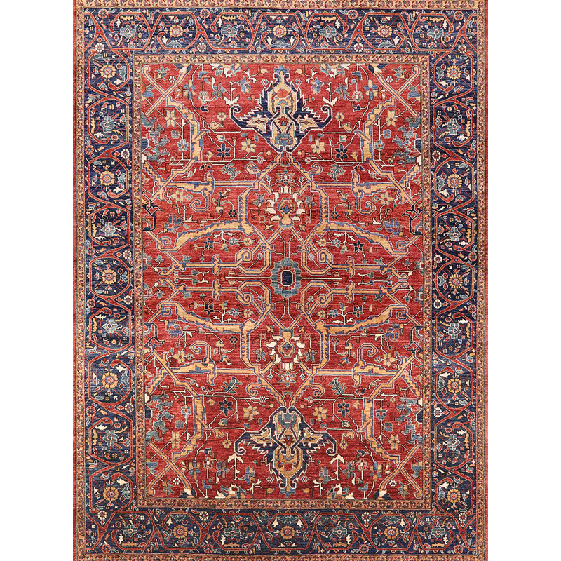 Tapis oriental rouge / ivoire / bleu, Rectangle 8 pi x 10 pi