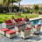 12-Piece Outdoor Modular Sectional Patio Conversation Set With Fire Pit Table, Swivel Rocker Chairs & Ottomans-1289850922