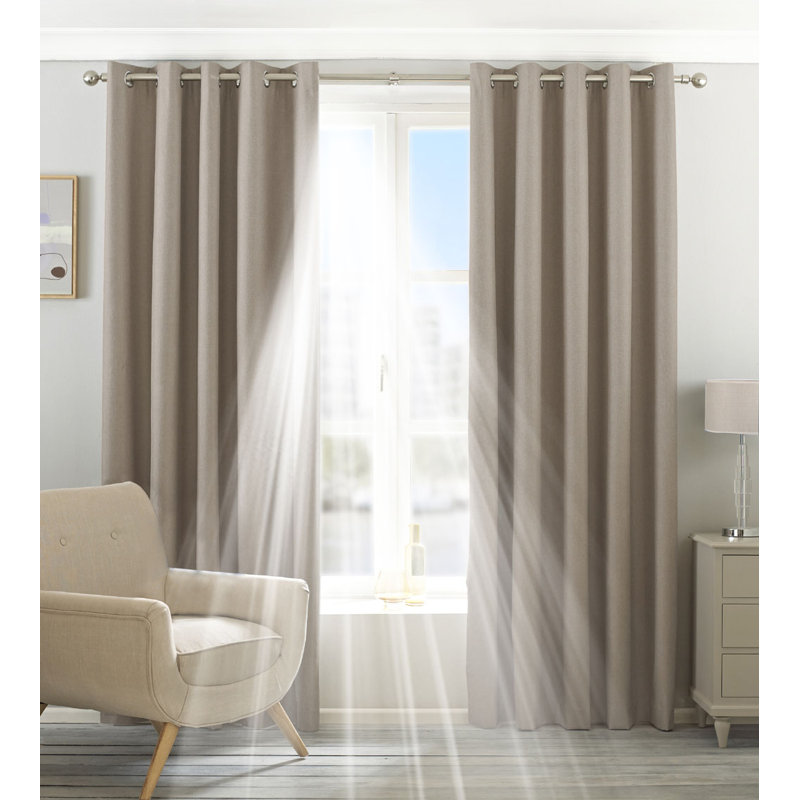 Eyelet Blackout Thermal Curtain, Width 168 x Drop 137 cm, Natural Beige
