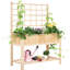Rustic 2 - Tier Wooden Planter Box, Can Be Painted, Perfect For Balcony And Garden, 110Lbs Shelf Capacity Decorative Raised Bed With Design, Decorated Rattans, Suitable Growing Vegetables 330Lbs