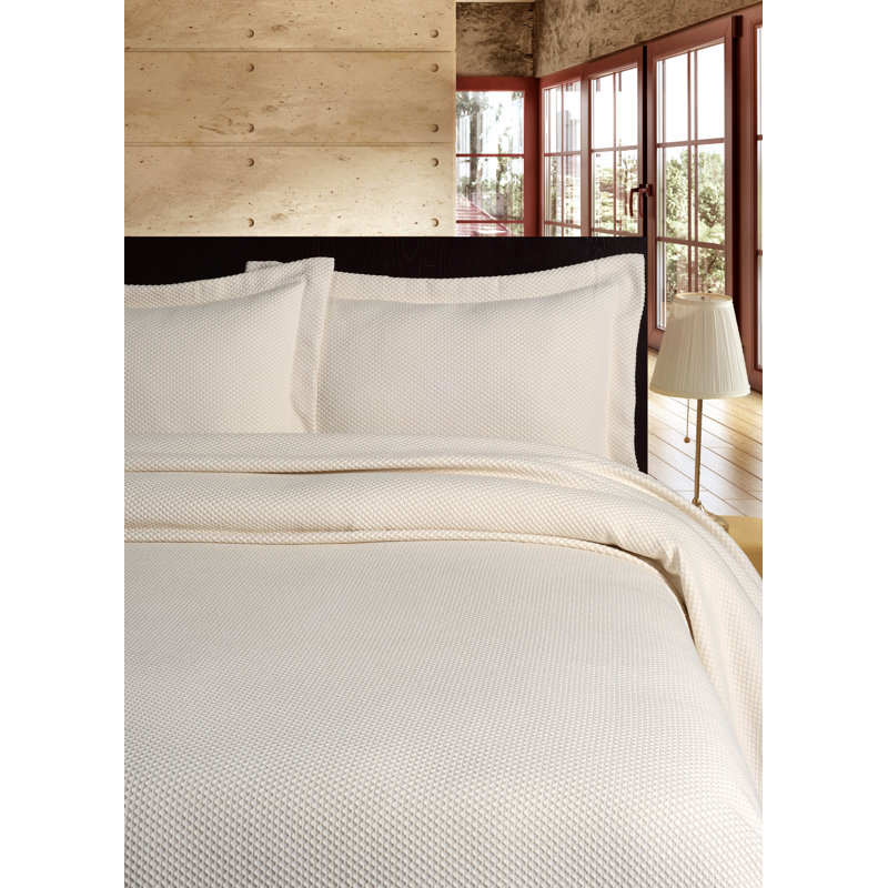 Cotton Standard Coverlet, King Coverlet, Ecru