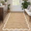 Tapis lavable 10 po x 13 pi, tapis moderne antidérapant à bords festonnés et chameau
