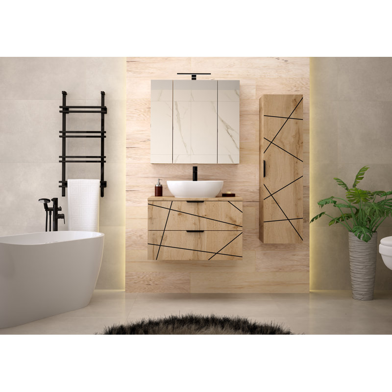 Aree Bathroom Storage Furniture Set, Natural