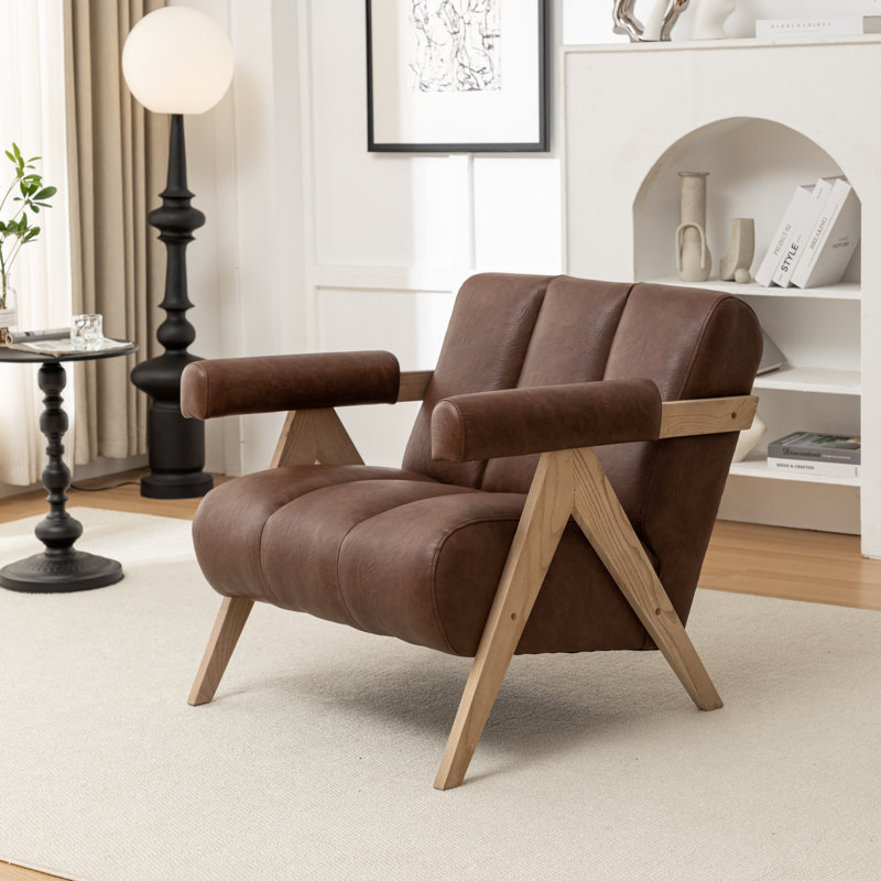 Fauteuil Bula, Similicuir brun