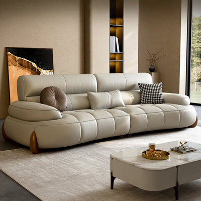 Canapé modulaire en cuir véritable kaki clair