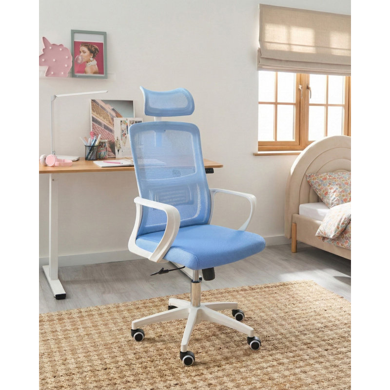 Office Chair with Headrest, Blue