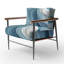 Blanc et bleu Zen Zephyr Spiral I - Fauteuil rembourré moderne, fauteuil d'appoint à motif en spirale-398725985
