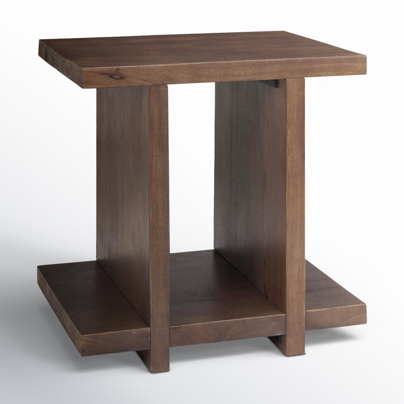 Table de bout Kerrin en bois massif de 22 po de hauteur, Brun moyen