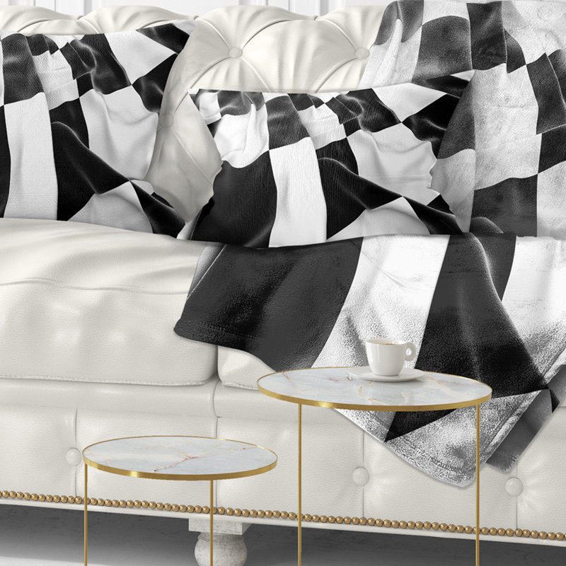 3D Checkered Flag - Abstract Printed Pillow