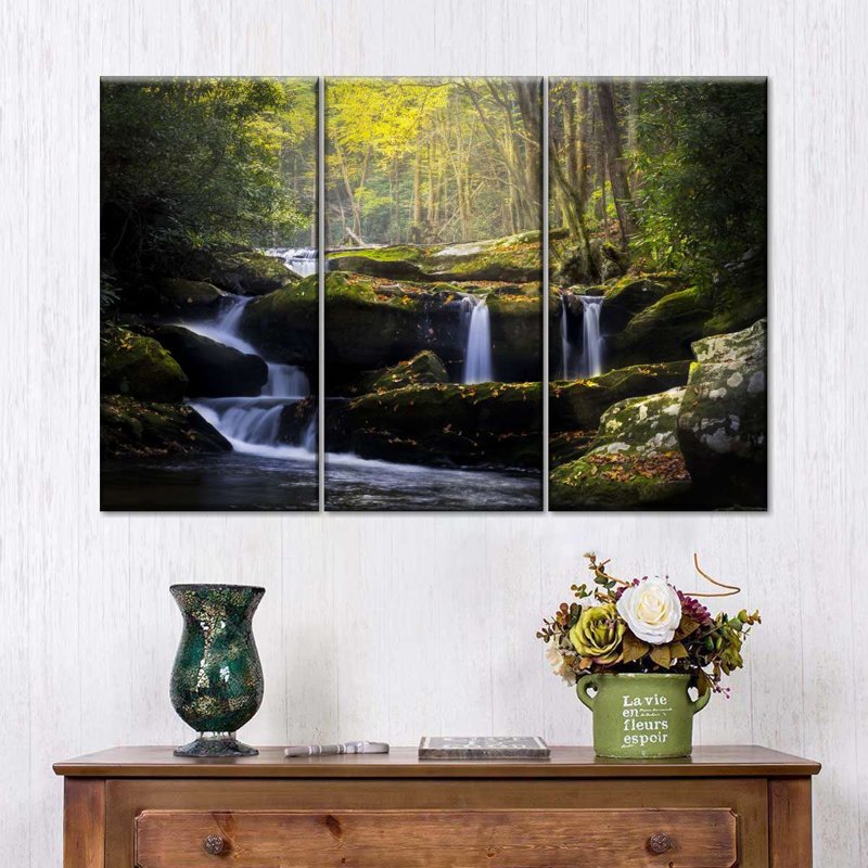Stream In The Smokies Wall Art Multi Piece Canvas Print, H 24 po x l 38 po x P 1,25 po