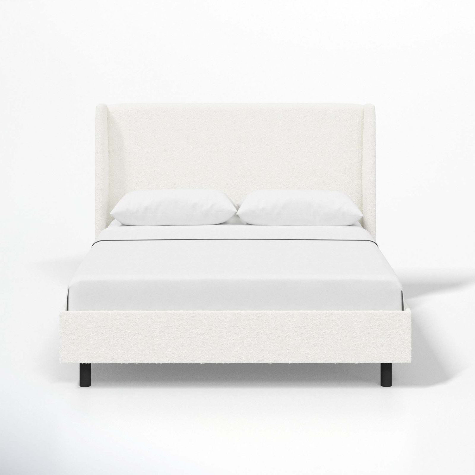 Tilly Upholstered Low Profile Platform Bed, Queen, Classic Snow Boucle