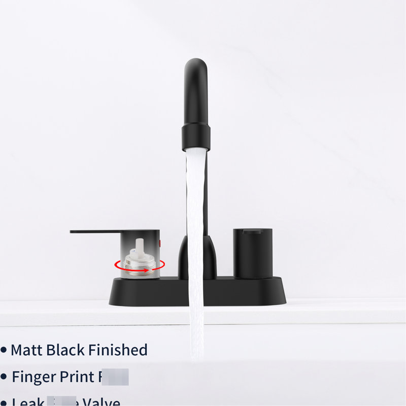 2 Handles Matte Black Faucet For Rv Bath - Solid Brass Modern Look Stainless Steel Deck Mount Effortless Install Information Bathroom With Robust Build Flow Control Uncomplicated Awareness