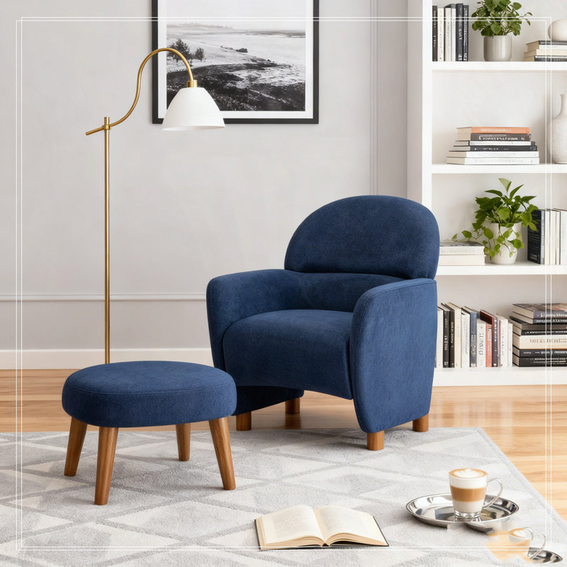 Chaise de loisir rembourrée avec repose-pieds, Bleu
