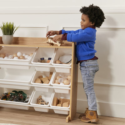 ECR4Kids 3-Tier Organizer with Shelf and 9 Removable Plastic Bins, 3x3, Toy Storage