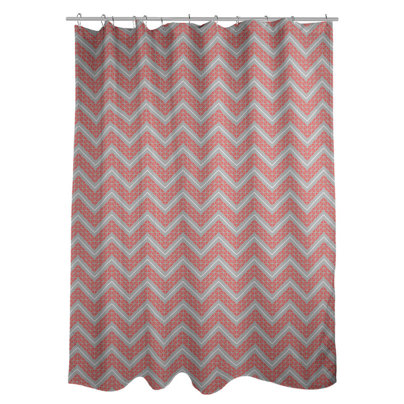 Rideau de douche simple à chevrons à la main classic, Rouge / Mauve