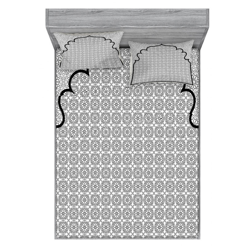 Microfiber Geometric Sheet Set, Full Sheet Set + Fitted Sheet + 2 Pillowcases