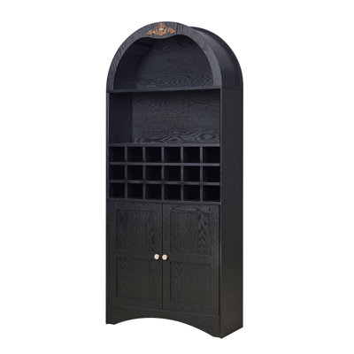71" Arched Freestanding Bar Cabinet with Removable Wine Rack & Adjustable Shelves