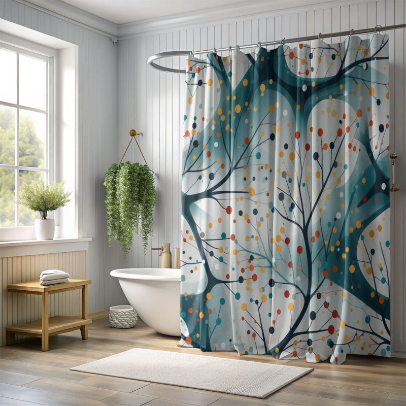 Rideau de douche Eclectic Shapes - Premium, H 74 po x l 71 po