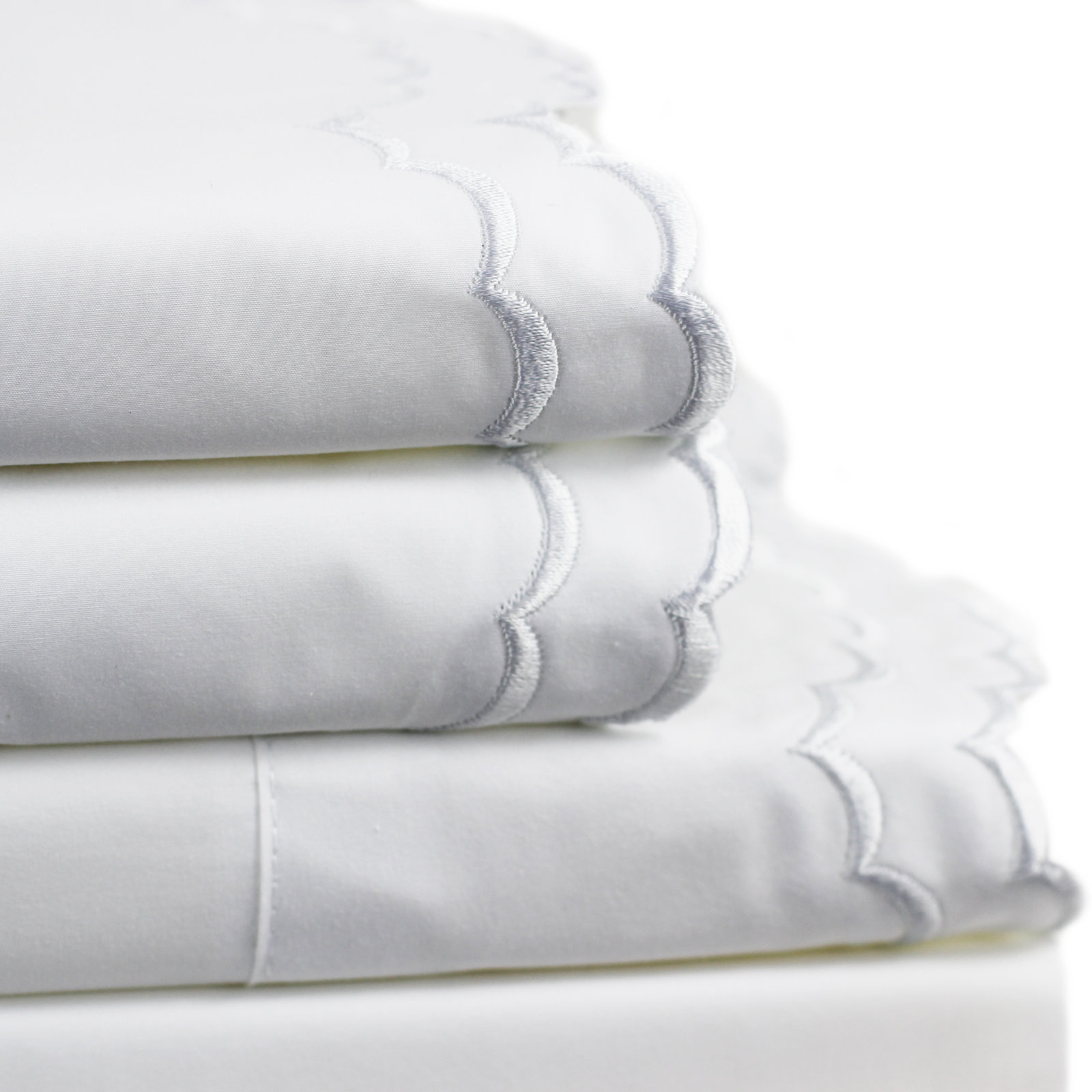 Arli Cotton Sheet Set, California King, White/ White