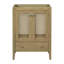Meuble-lavabo 24 po sans lavabo, base seulement, armoire en rotin avec portes et tiroir, cadre solide et panneau de fibres à densité moyenne, naturel
