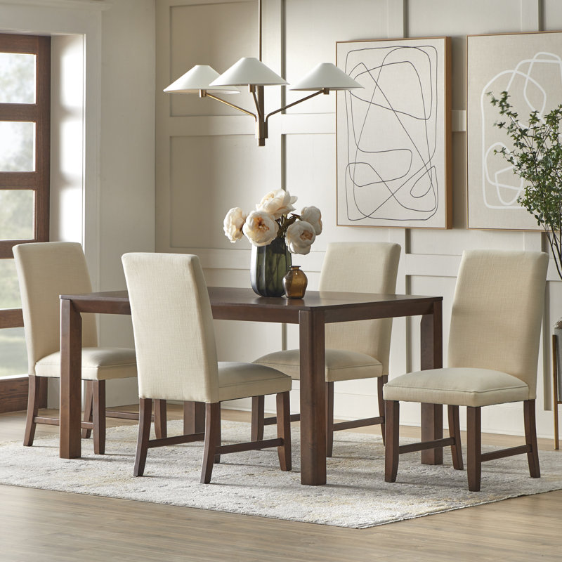 Ensemble de salle à manger Custer, 5 Pieces: Table, 4 Chairs, Crème
