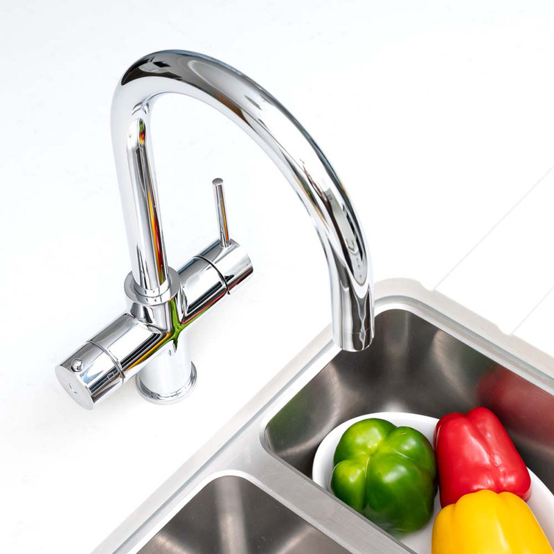 4-in-1 Instant Boiling and Filtered Water Tap - C Shape - 2.4 Litre Boiler, Polished Chrome