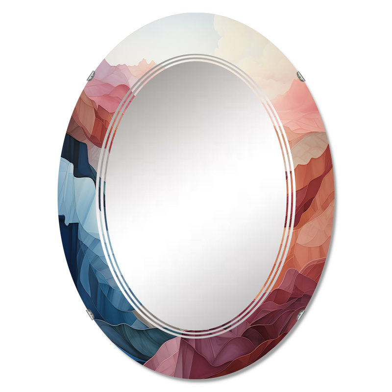 Saxicola - Miroir mural moderne ovale, 36 po x 24 po