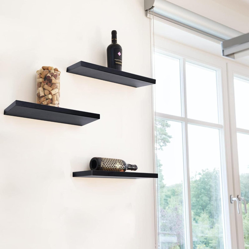 Dalvyn 3 Piece Floating Shelf, Black