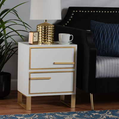 Krune 2 - Drawer Nightstand in White/Gold