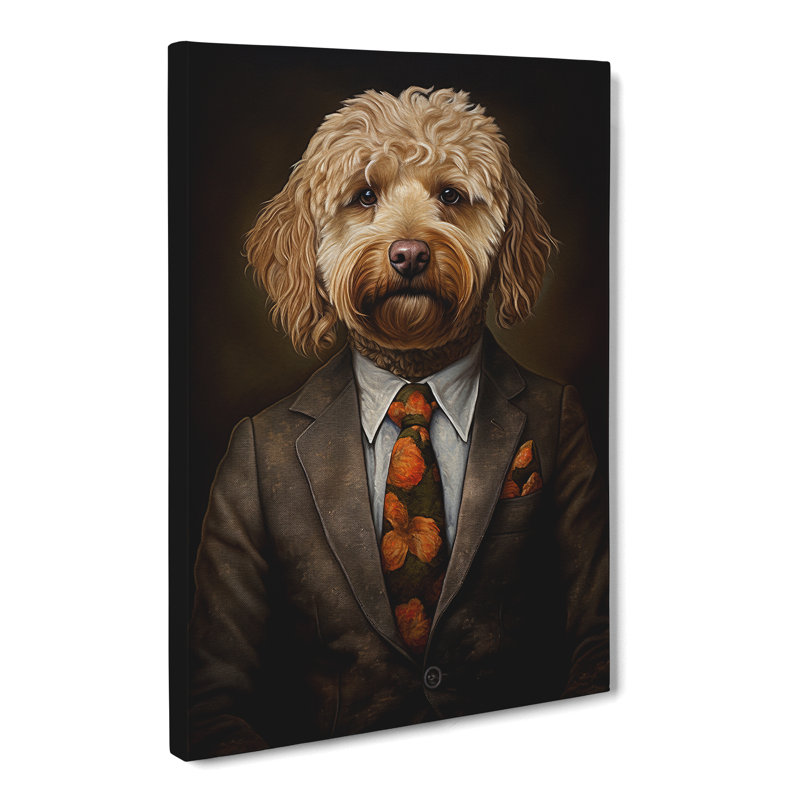 Labradoodle in a Suit Painting No.5 - Wrapped Canvas, 76cm H x 50cm W x 3cm D