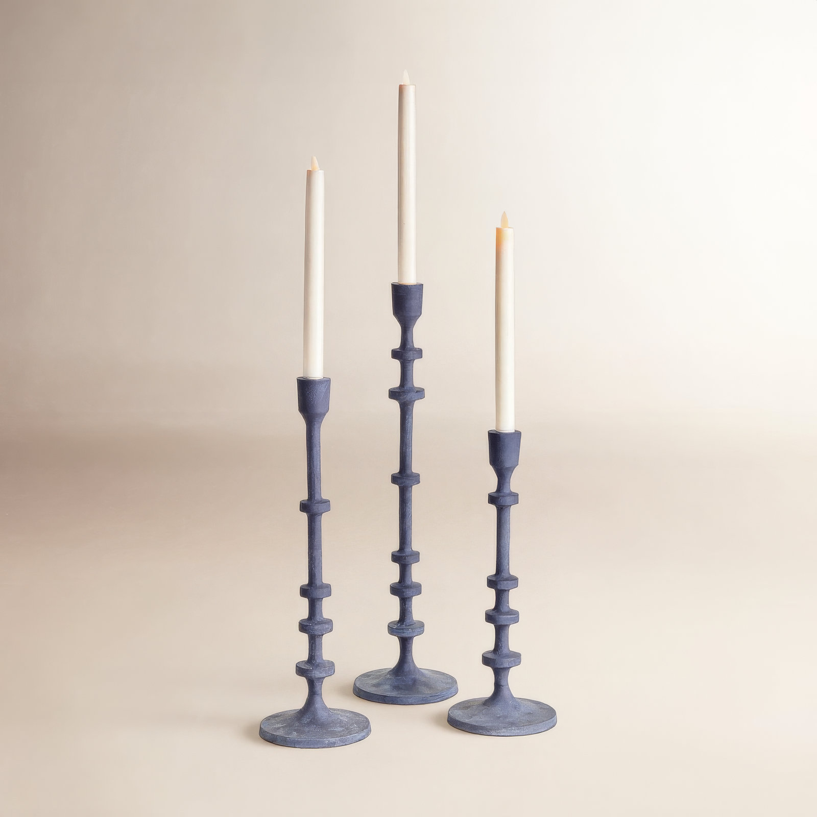 Ginny Taper Holders (Set of 3), Gray