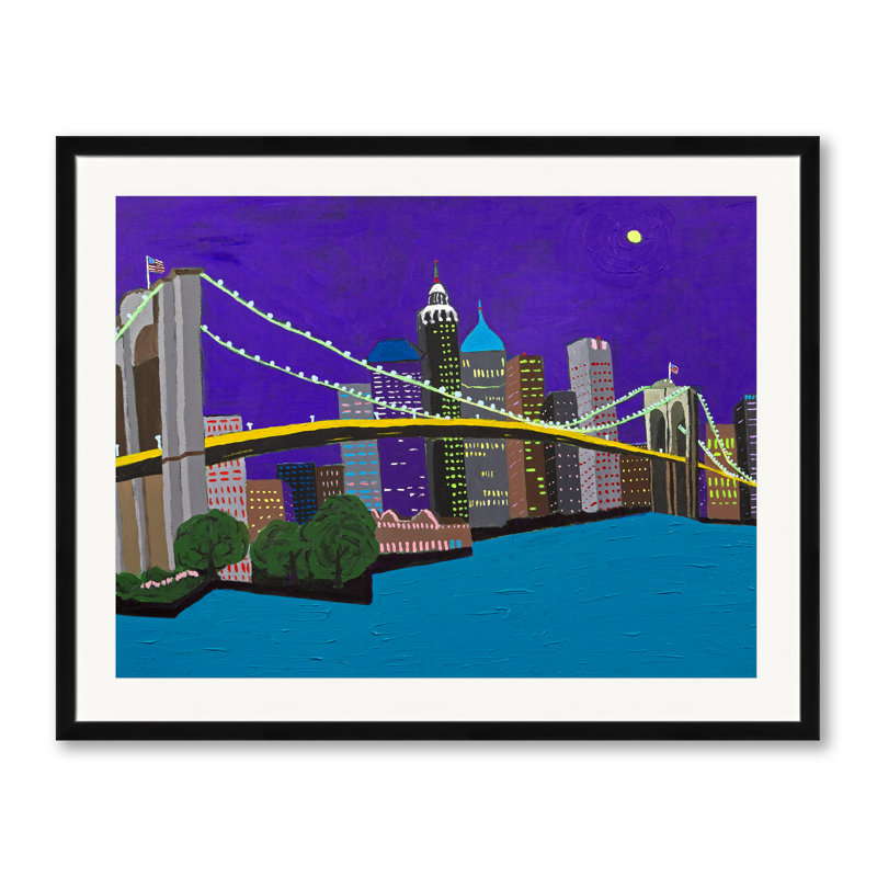 Brooklyn Bridge Print by Sue Graef, Black Framed Paper, 24" H x 30" W