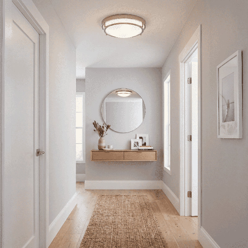 Barrick Glass Flush Mount, Polished Nickel