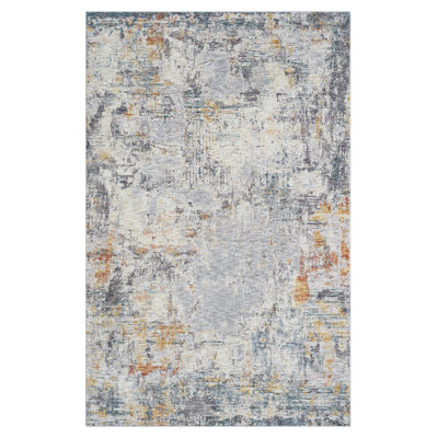 Celso Modern Abstract Performance Area Rug in Grey/Brown