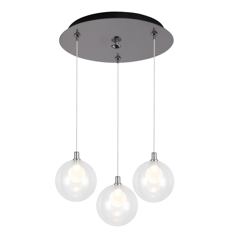 Bolla LED Pendant, Chrome/Opal Glass, 3 Lights, 8 W