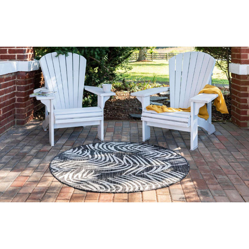 Tapis d'extérieur Kona couleur charcola, Rond 4 pi