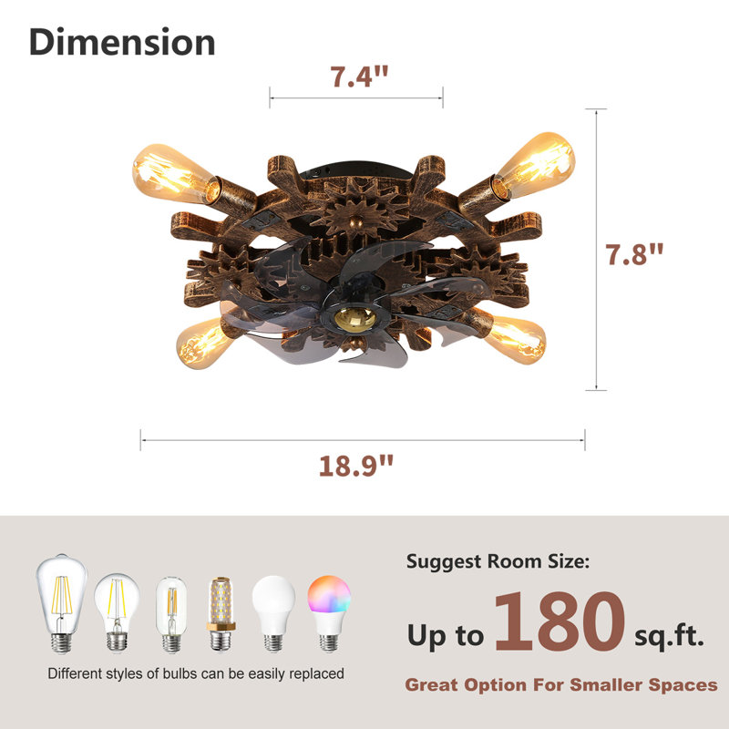 Karnisha 19.6'' Ceiling Fan with Light Kit