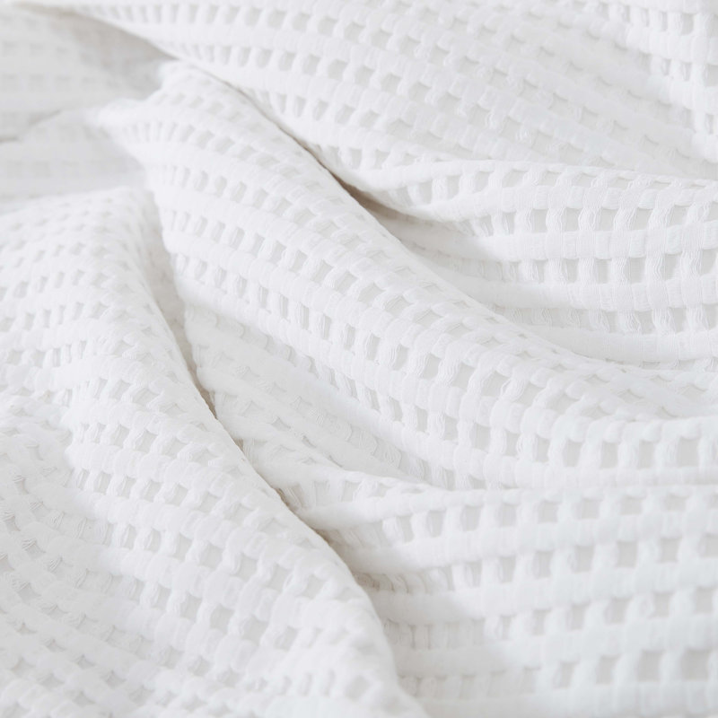 White Full Microfiber Reversible Waffle Comforter Set
