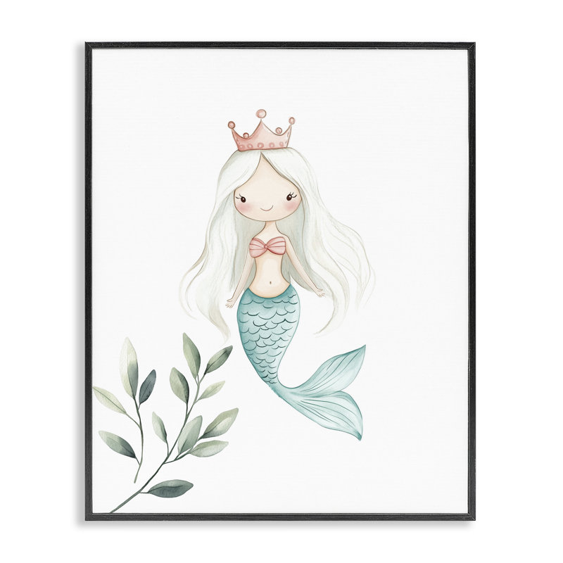 Princesse sirène et verdure, estampe numérique, design par Christine Simpson Art, H 14 po x l 11 po