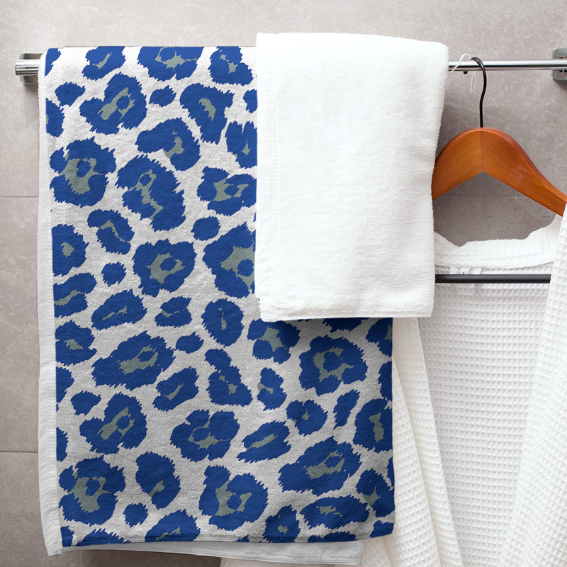 Everdene Bath Towel, Microfiber, White/Silver Green/Royal Blue