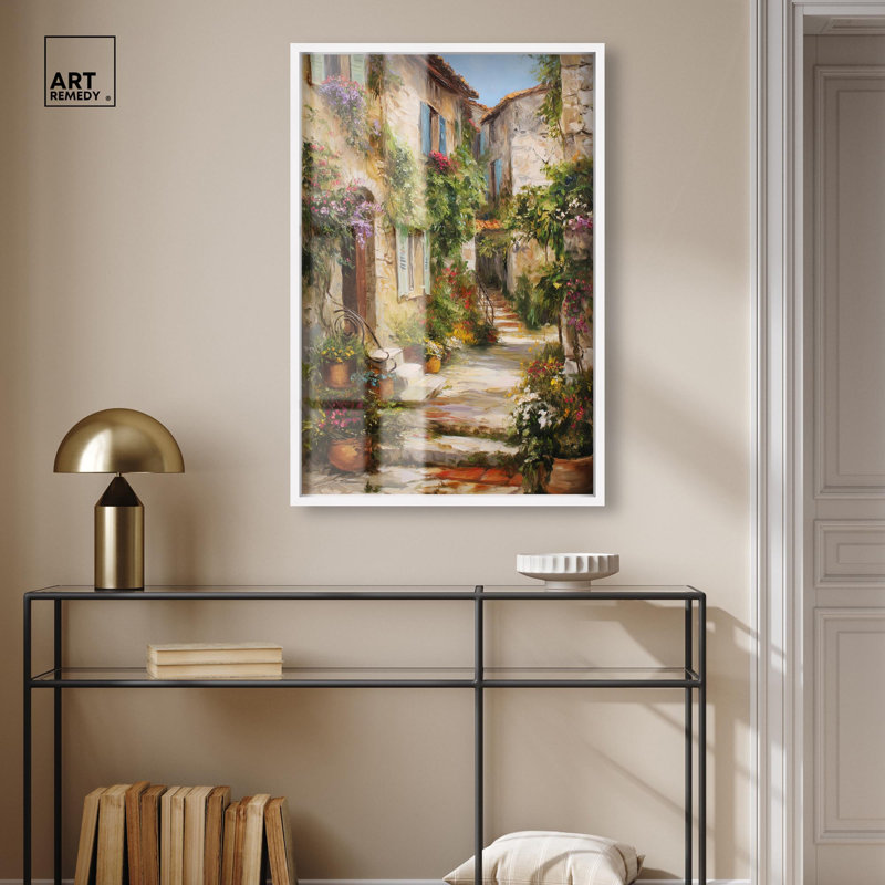 Art méditerranéen paysage méditerranéen II, H 37 po x l 25 po, Blanc