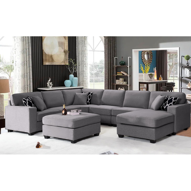 Raimy 7 - Piece Flexible combination Sectional, Dark Gray Polyester Blend