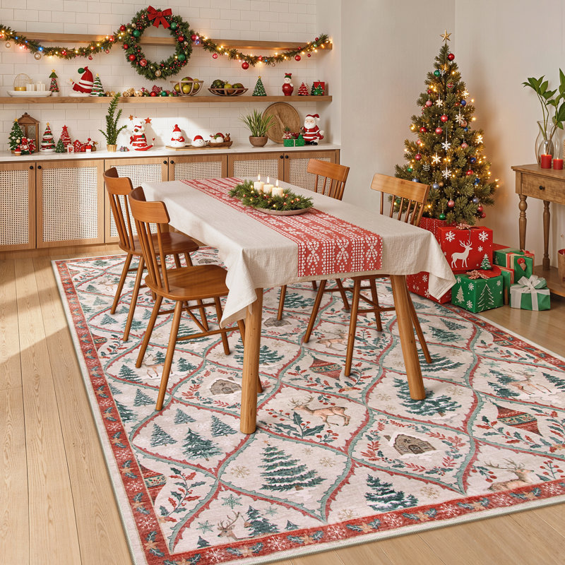  Christmas Elements Moroccan Full Area Rugs, Rectangle 5' x 7'