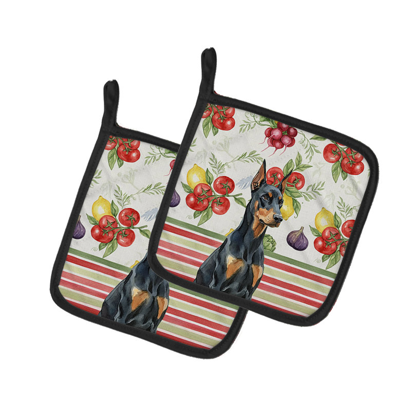 Doberman Pinscher Vegetables Pair of Pot Holders