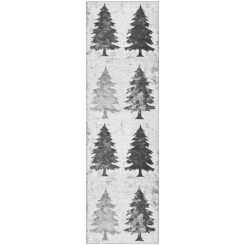 Premium Machine Washable Dockside AMF1811 Christmas Tree Shadows Rug, Runner 2'3" x 7'6"